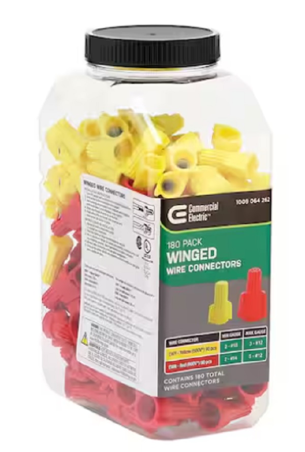 Conectores de cable alado eléctricos comerciales surtidos (amarillo y rojo) (paquete de 180)-