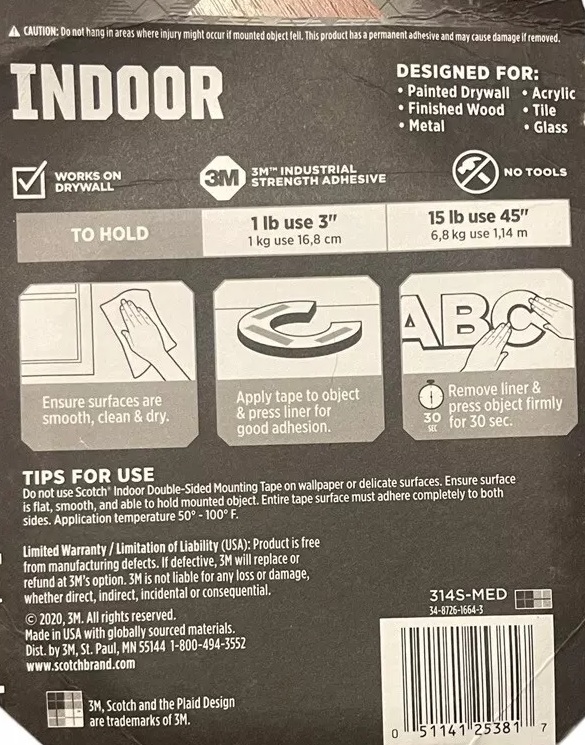 Cinta de montaje de doble cara para interiores