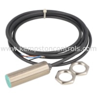 Sensor de proximidad inductivo 18X50 mm, Sn: 12 mm, alimentacion 15-34 VDC, rasante, NO/PNP, cable 2 mts. 3 Hilos , bronce niquelado