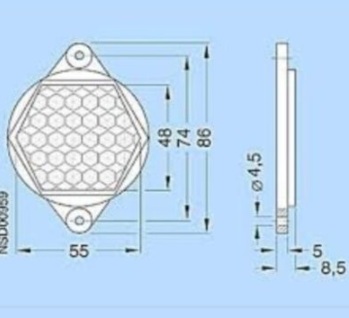 Reflector  S48 para sensor 3RG76 y 3RG73 forma hexagonal