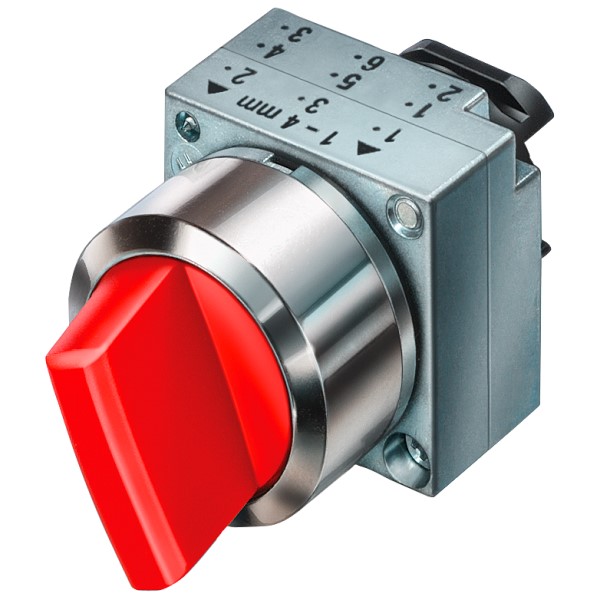 SELECTOR, 22 MM, REDONDO, METAL, VERDE, SELECTOR, CORTO, 3 PosiciónES I-O-II, IZQUIERDA SOSTENIDA, DERECHA MOMENTÁNEA, ÁNGULO DE CONMUTACIÓN 2×50°, CON SOPORTE