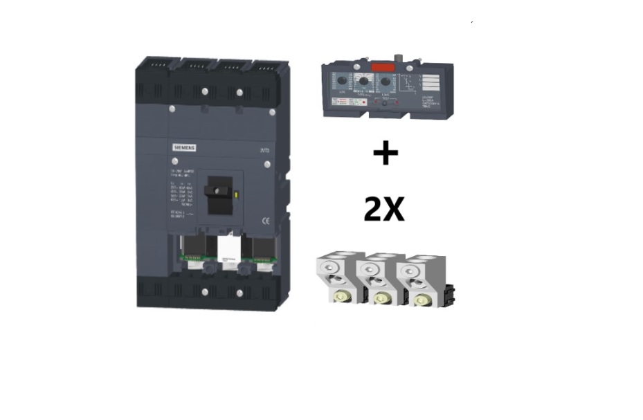Interruptor automático 3VT3 poder de corte estándar Icu=36 kA 415V AC 4 polos; interruptor automático con dispardador desobreintensidad VT630, LI Ir=250…630 A. SIEMENS