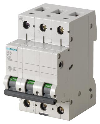 automático magnetotérmico 400 V 6 kA, tripolar, C, 20 A SIEMENS