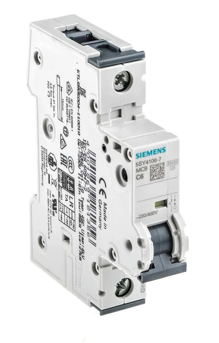 Mini breaker 230/400 V 10kA, 1-pole, C, 6 A, D=70 mm