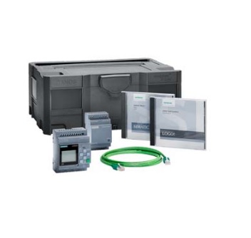 Kit inicio Siemens LOGO! 230RCE, 6ED1057-3BA02-0AA7. Incluye LOGO! 230RCE (8ED/4SD relé, 230V), software Soft Comfort y WinCC Basic, cable Ethernet, maletín y accesorios.