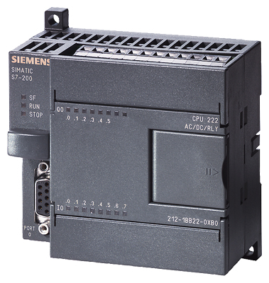 6CPU Siemens SIMATIC S7-222 (6ES7212-1BB23-0XB0). Alimentación 24V DC. E/S: 8DI/6DO (Relé). Memoria 4 KB. Diseño compacto para control simple. Producto descontinuado, disponible como repuesto industrial.