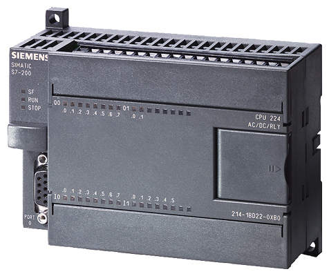 CPU Siemens SIMATIC S7-224 (6ES7214-1AD23-0XB0). Alimentación 24V DC. E/S: 14DI/10DO (Transistor). Versión compacta de alto rendimiento, serie S7-200. Producto descontinuado, disponible como repuesto industrial.