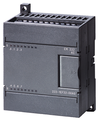 Módulo de 8 salidas a relé Siemens EM 222, 24VDC/230VAC. Compatible con S7-200. Ref: 6ES7222-1HF22-0XA0. Ideal para control de cargas de potencia. Producto descontinuado, disponible para mantenimiento de equipos antiguos.