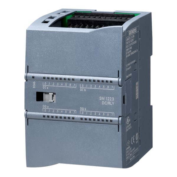 SIMATIC S7-1200, Digital I/O SM 1223, 16 DI/16 DO, 16 DI 24 V DC, Sink/Source, 16 DO, relay 2 A