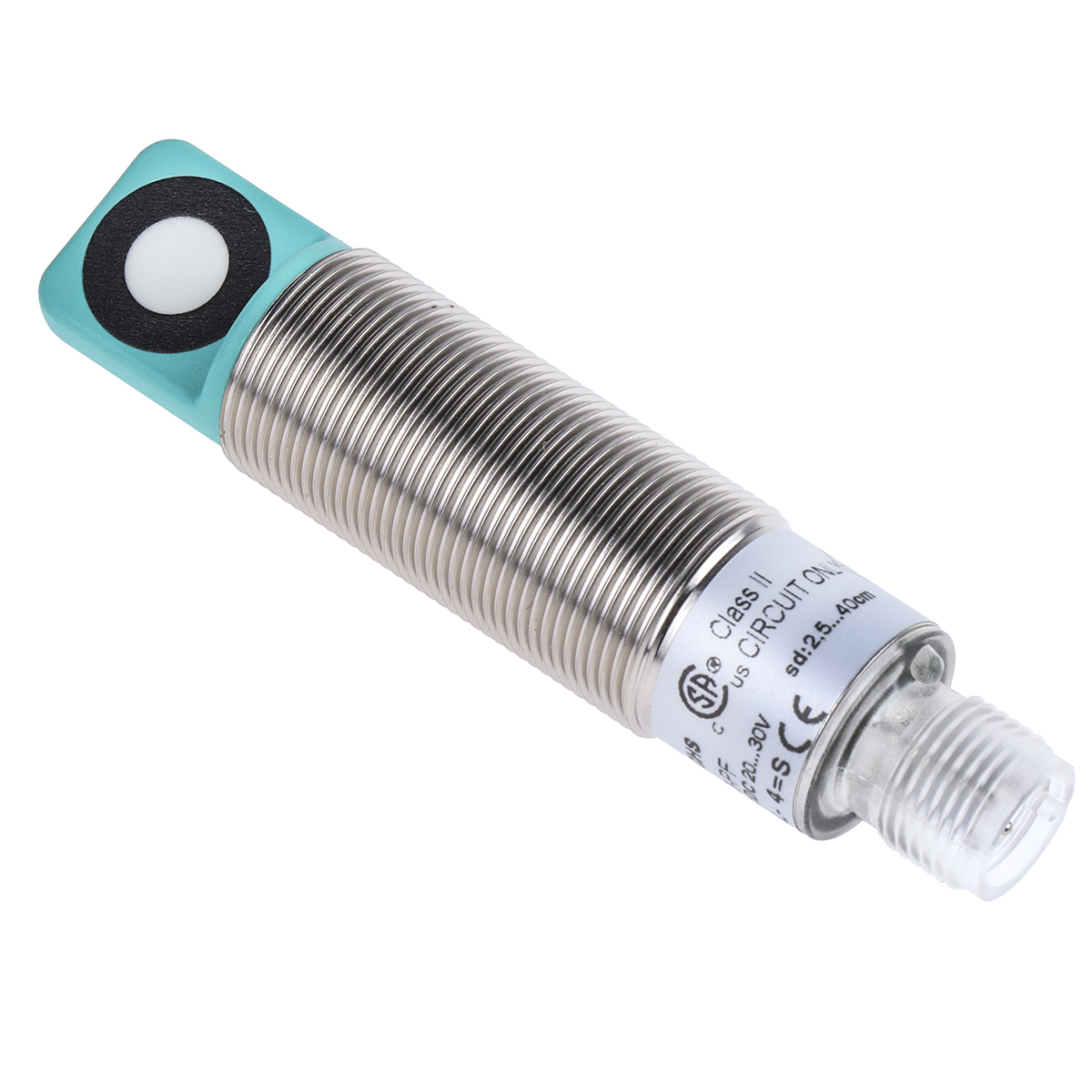 Sensor ultrasonico proximidad 18 mm recto, alimentacion 20-30 VDC, PNP – NO, conexion M12 , Sn. 50 .. 400 mm, IP67