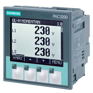 SENTRON, aparato de medida, 7KM PAC3200, LCD, L-L: 690 V, L-N: 400 V, 5 A, 3 fases, Modbus TCP, opcional Modbus RTU / PROFINET/PROFIBUS, energía aparente/ activa/reactiva, clase 0,5 según IEC61557-12 o bien clase 0,5S según IEC62053-22, fuente de alimenta