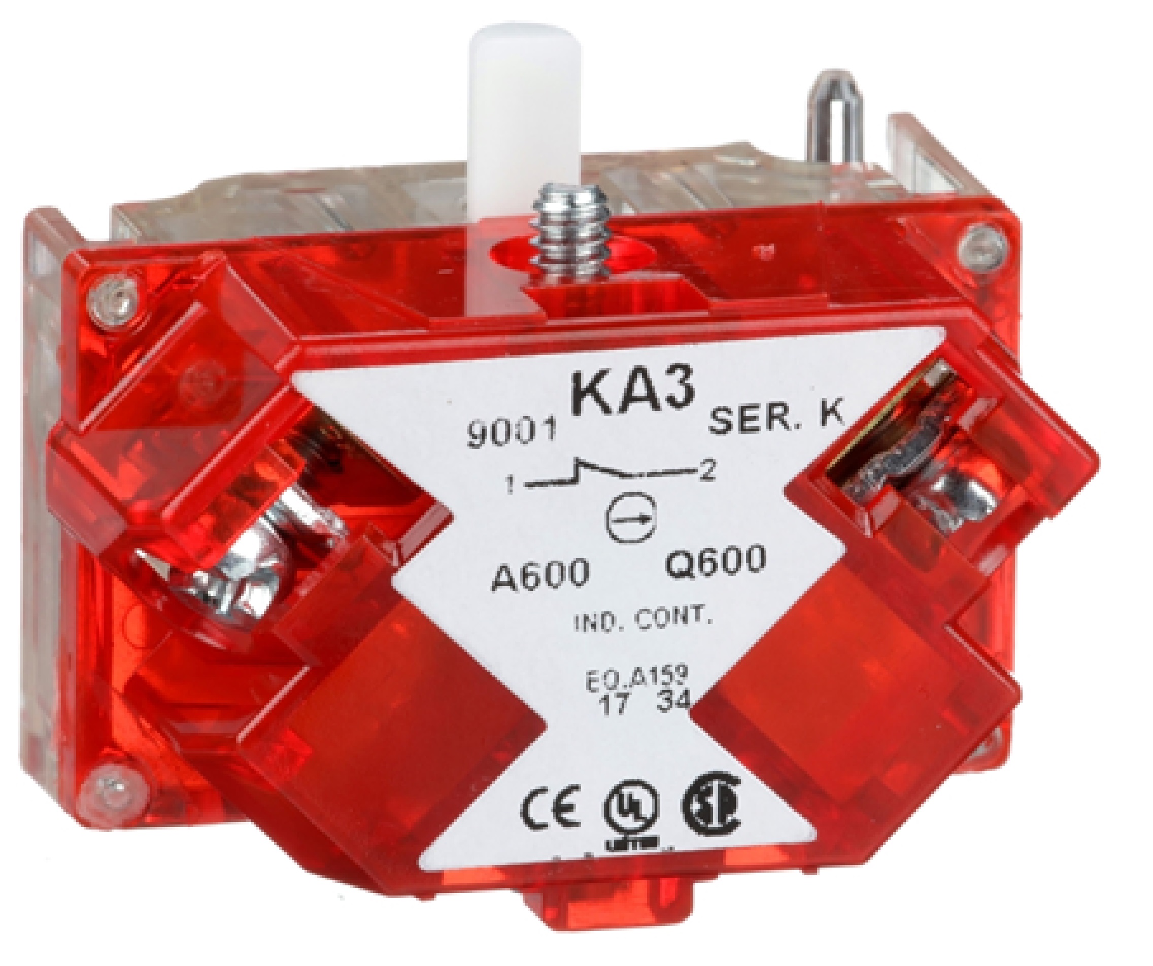 Bloque de contacto botón de control. 9.001. K Ø 30mm. 1 NC terminales protegidos