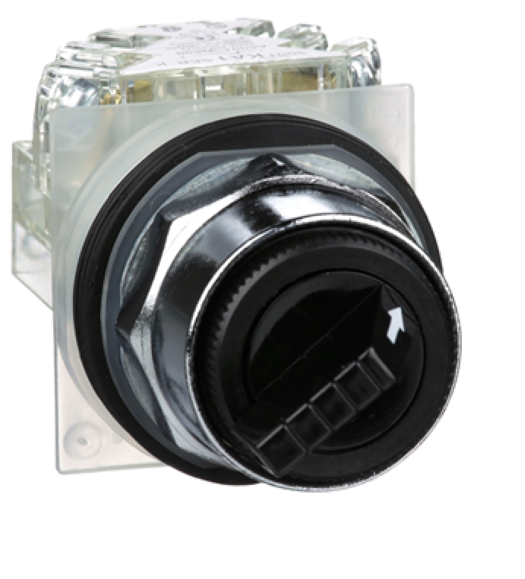 Interruptor selector negro Ø 30mm. 3 posiciones. T-K. 1 NA + 1 NC