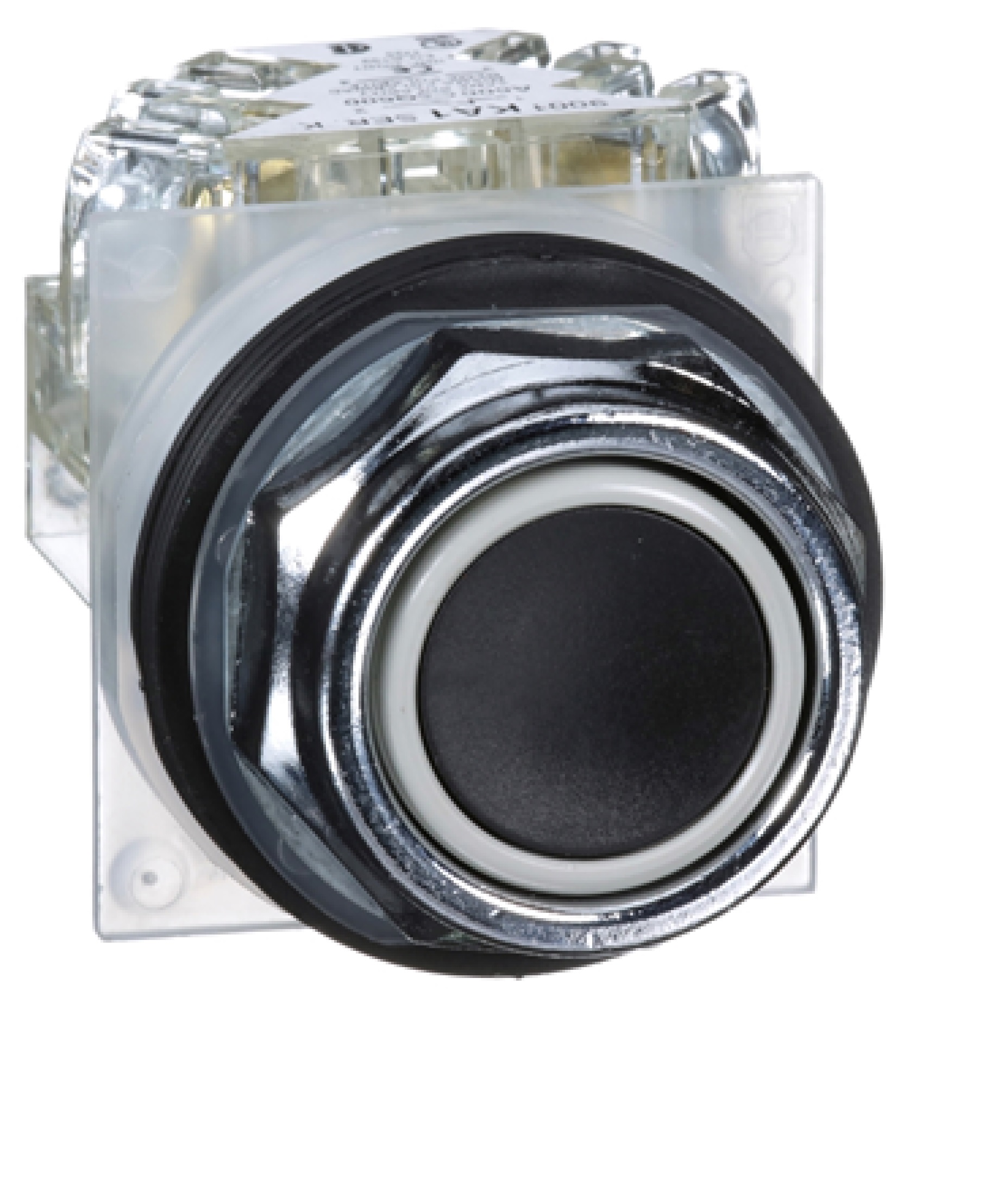 Pulsador negro Ø 30mm, retorNA de resorte nivelado, 1 CA