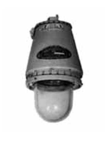 Appleton Serie A-51. Luminaria incandescente suspendida antiexplosión. 60-200W, conexión 3/4. Sellada de fábrica, Clase I Div 1 y 2 (Grupos A-D). Admite bombillo PS-25 (compatible con rosca E-27). Ideal para refinerías y áreas de riesgo
