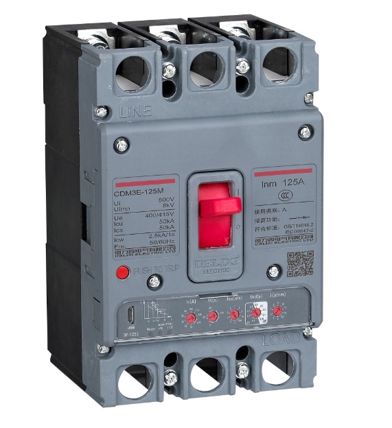 Breaker automático de caja moldeada Icu=20-50kA ,3P, 50-125A, 690Vac. DELIXI