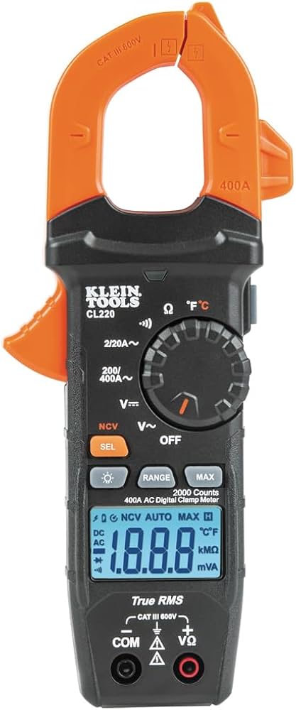 Multímetro digital de gancho de rango automático de 400 A CA con medidor de temperatura