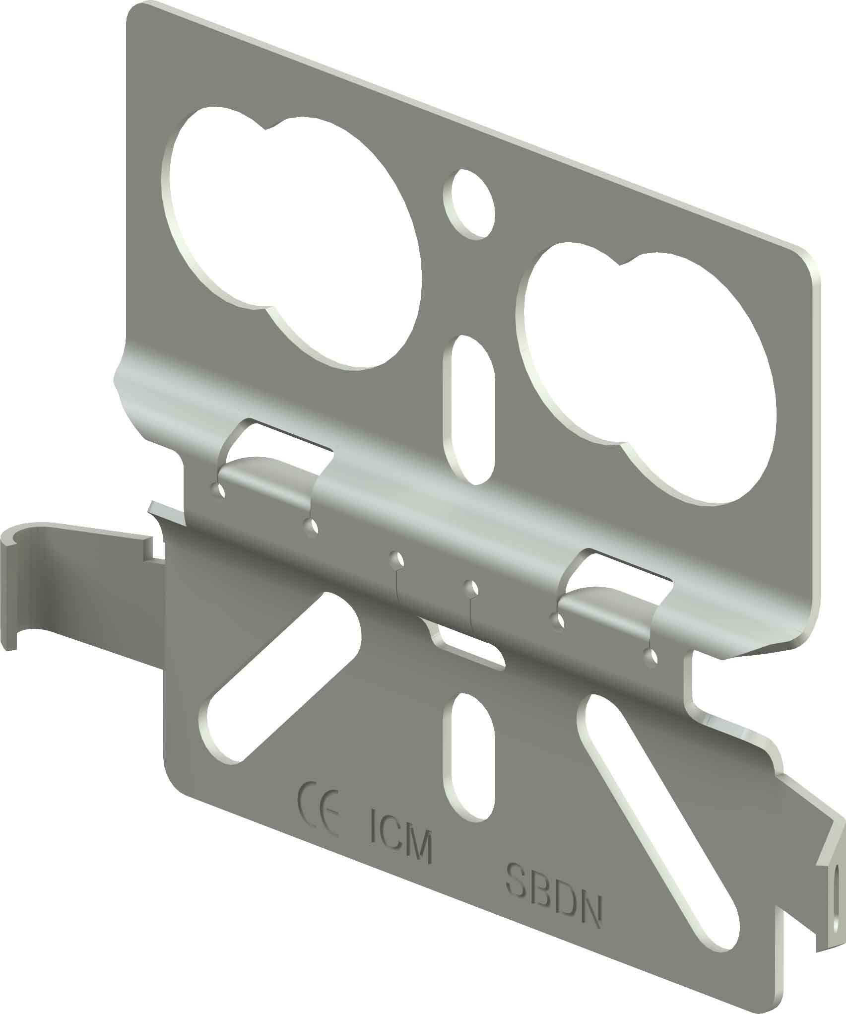 Accesorio de bandeja escalerilla SBD forma plancha con doblez fijacion lateral caja o conduit cablofil