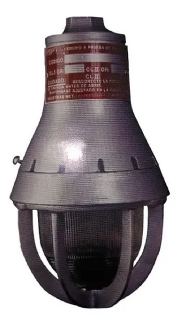 Vapoleta a prueba de explosión división I y II Clase I, Grupo C, D Bombillo Ps25 200W E27  y Clase II, Grupos E,F,G Bombillo A21 100W E27