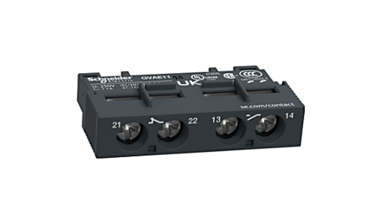 Bloque de contactos auxiliares frontal instantáneos 1NA+1NC. para operar hasta 2A/240V AC y 1A/60V DC