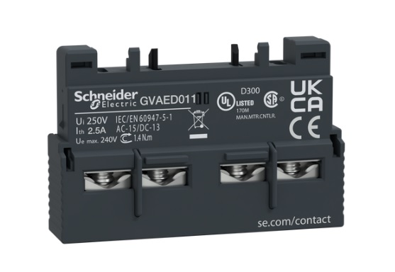 Bloque de contactos auxiliares frontal instantáneos y de falla 1NC + 1NA. para operar hasta 2A/240Vac y 1A/60Vdc