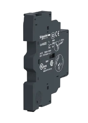 Bloque de contactos auxiliares Lateral izquierdo instantáneos 2NA. para operar hasta 6A/690Vac y 6A/240Vdc