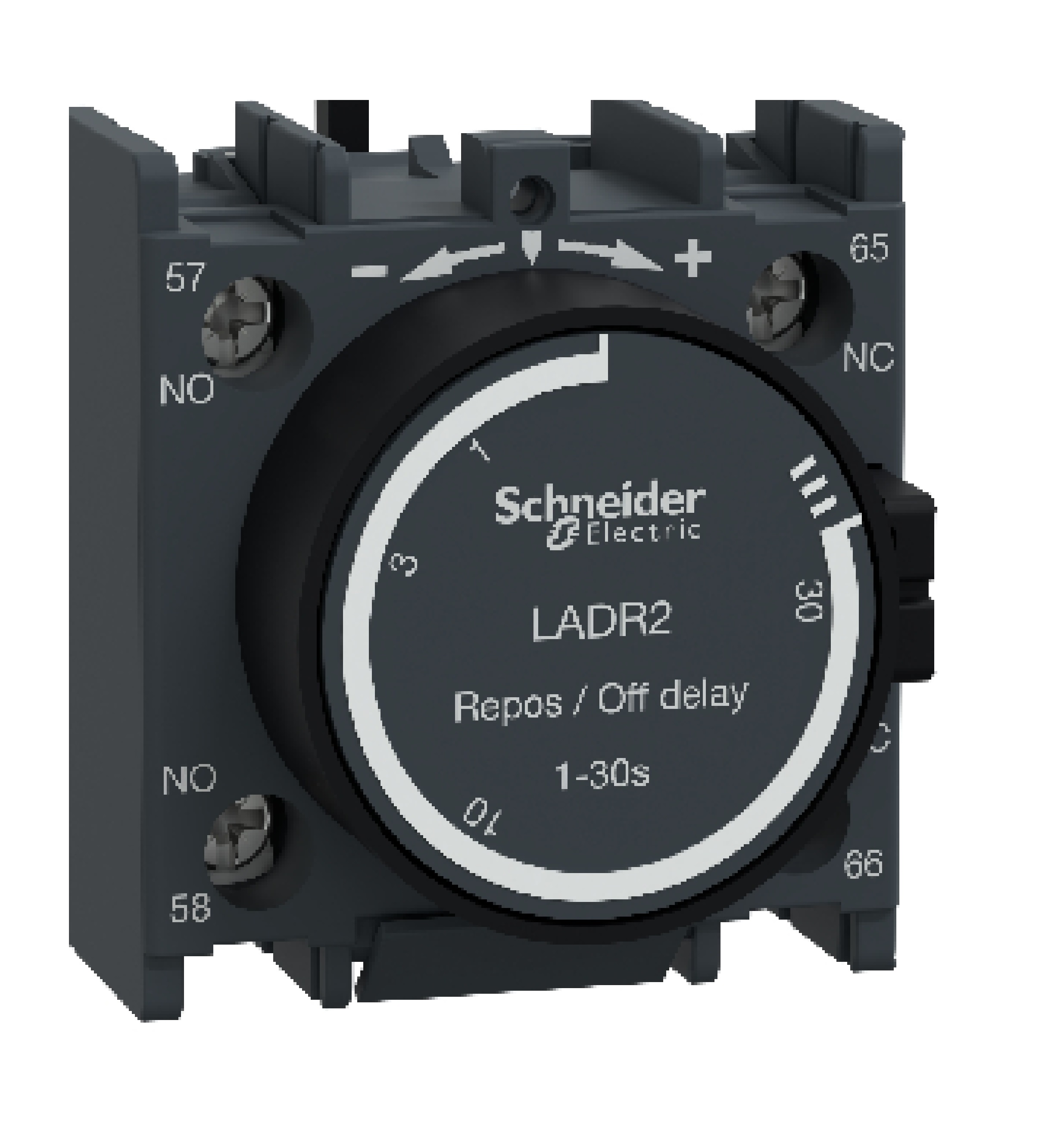 Bloque de contacto auxiliar 1NA+1NC. reposo. regulación 0.1-30s