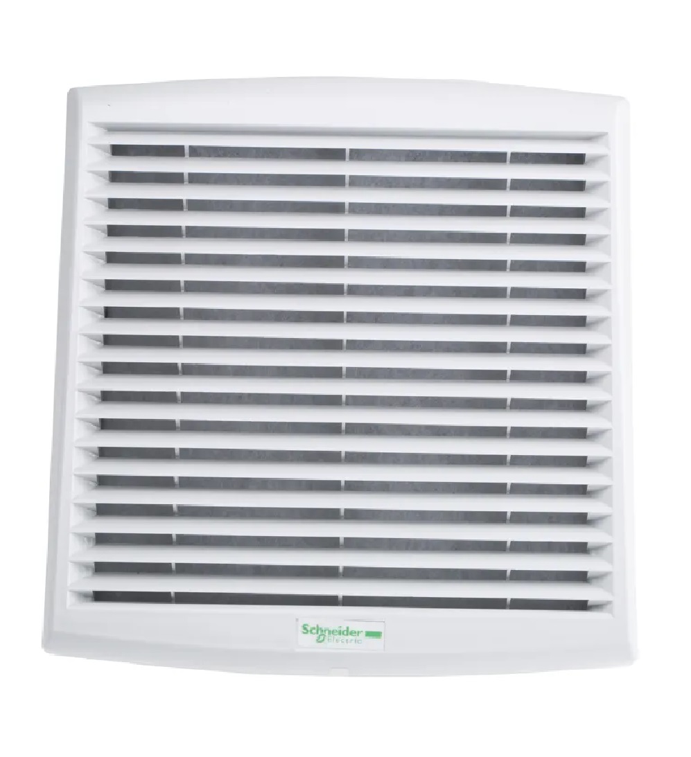 Ventilador de motor axial ClimaSys CV. 230V 50Hz o 60Hz. 14,3 W 50 Hz, 16,3 W 60 Hz. Caudal libre con filtro estándar de 156 m3/h a 50 Hz y 193 m3/h a 60 Hz. 268 x 248 x 104 mm Dimensiones de corte de 223 x 223 mm.IP54