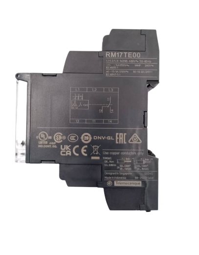 Relé de control de alimentación trifásico multifunción modular. 5A. 1co. 208...480Vac