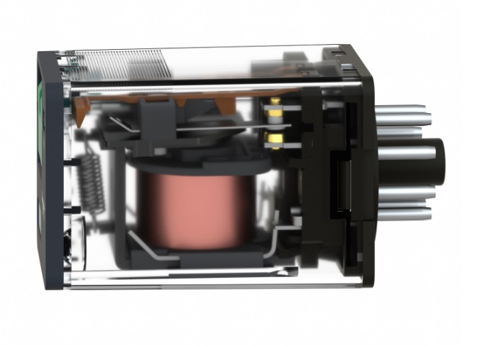 Relé de control miniatura 3 salidas 24Vcc. Con su base RUZC3M