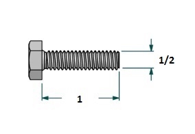 Tornillo hexagonal UNF D1/2x LR1 con 20 hilos para llave 3/4 realizado en acero zincado