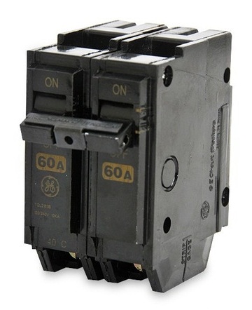 Breaker TQL2160B 2P 60A 120Vac; 240Vac. GENERAL ELECTRIC