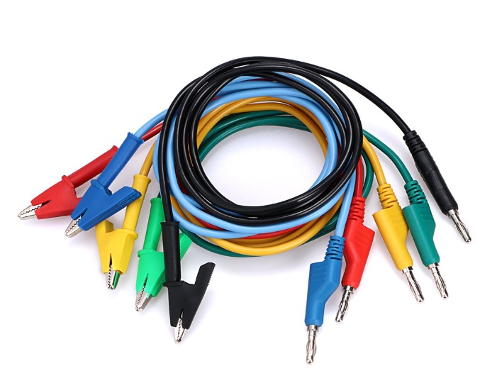 Cable de prueba Sumnacon para multímetro, conector banana a pinza de cocodrilo, 5 unidades, 4 mm, apilable, de silicona, de colores, 1 m