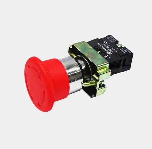 Pulsador tipo hongo con retención 22mm y cabezal de 40mm 1NC, 10A-400V