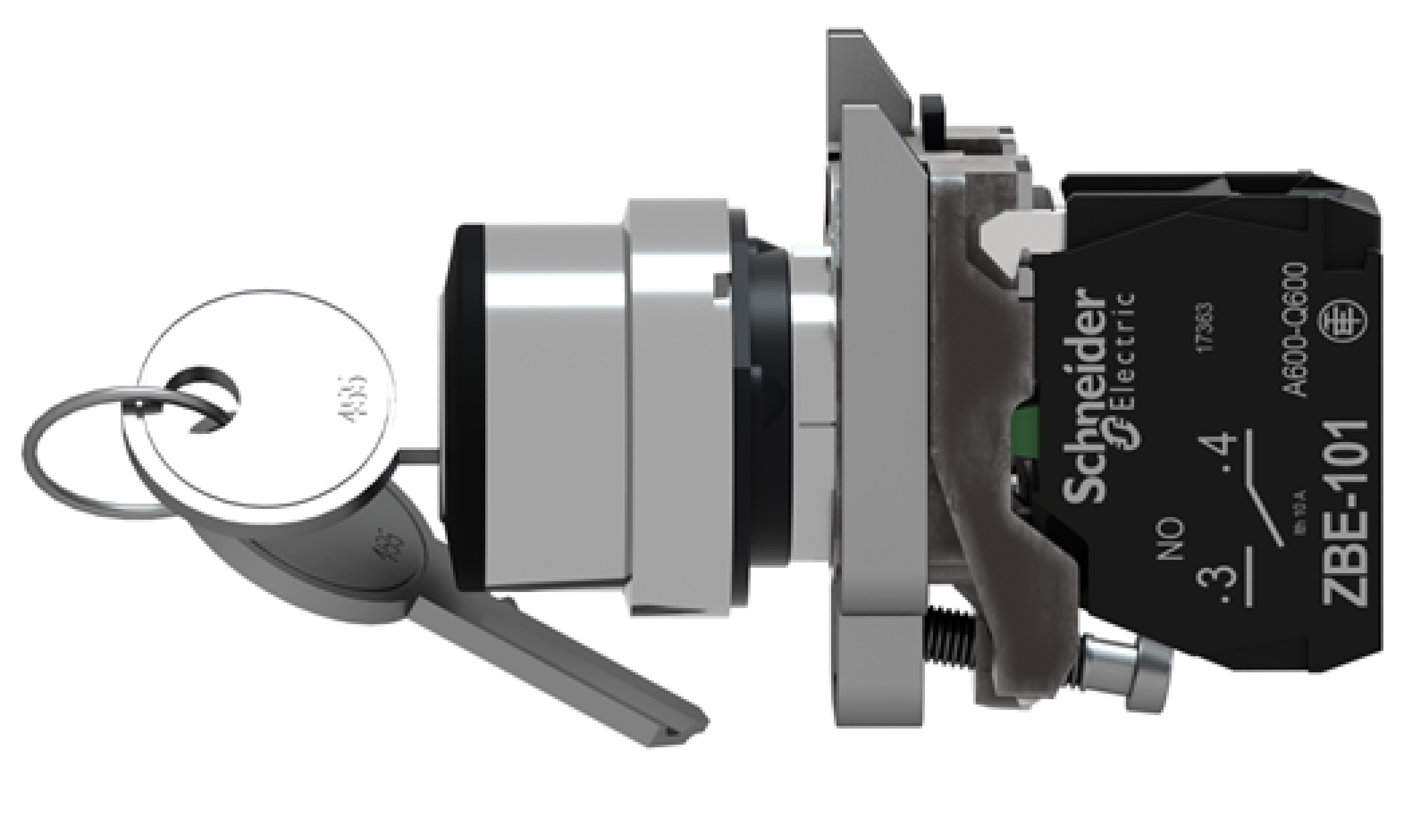 Interruptor selector negro Ø 22mm. 3 posiciones. 2 N