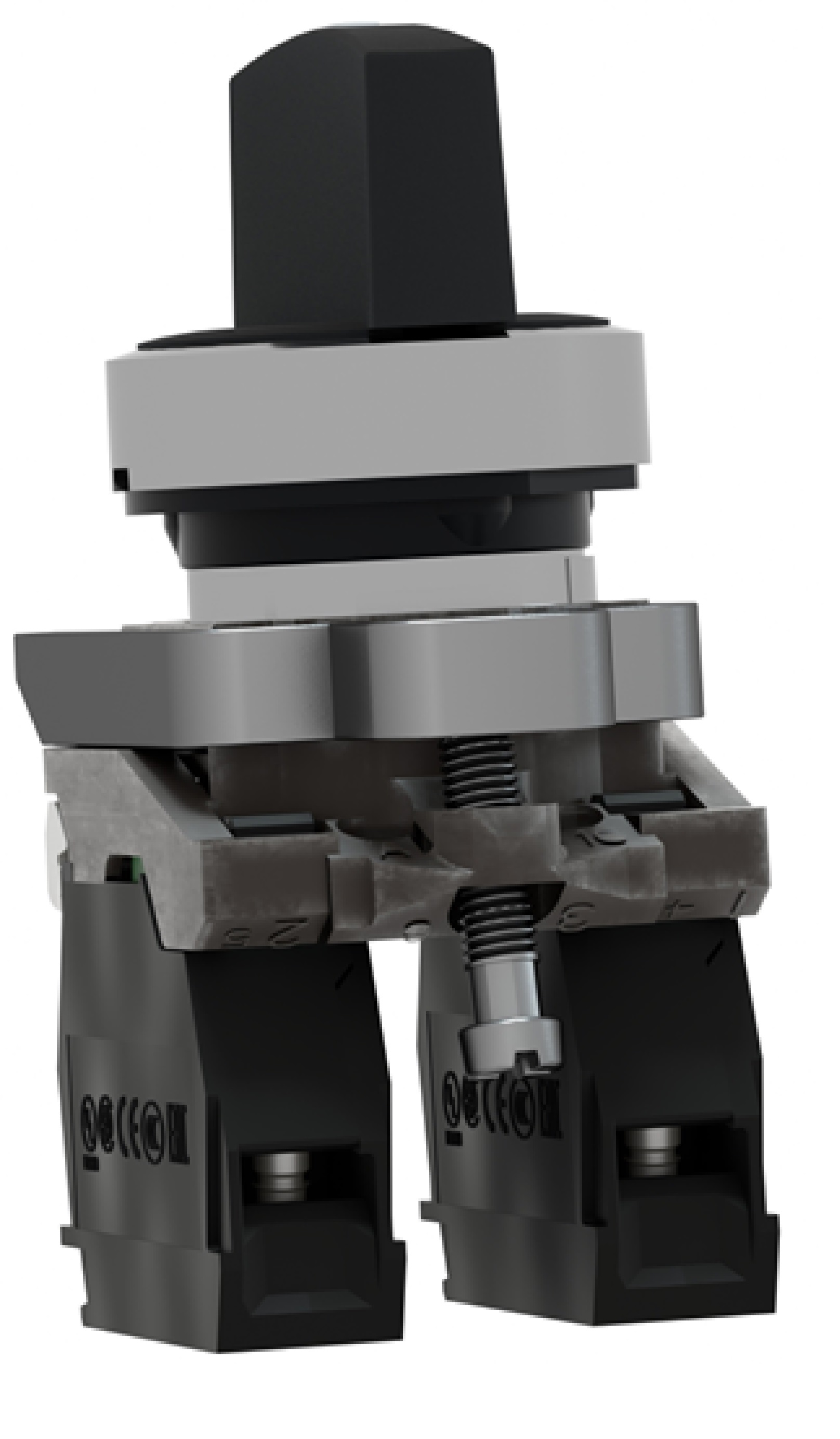 Interruptor selector negro Ø 22mm. mango largo. 2 posiciones. 1 NA