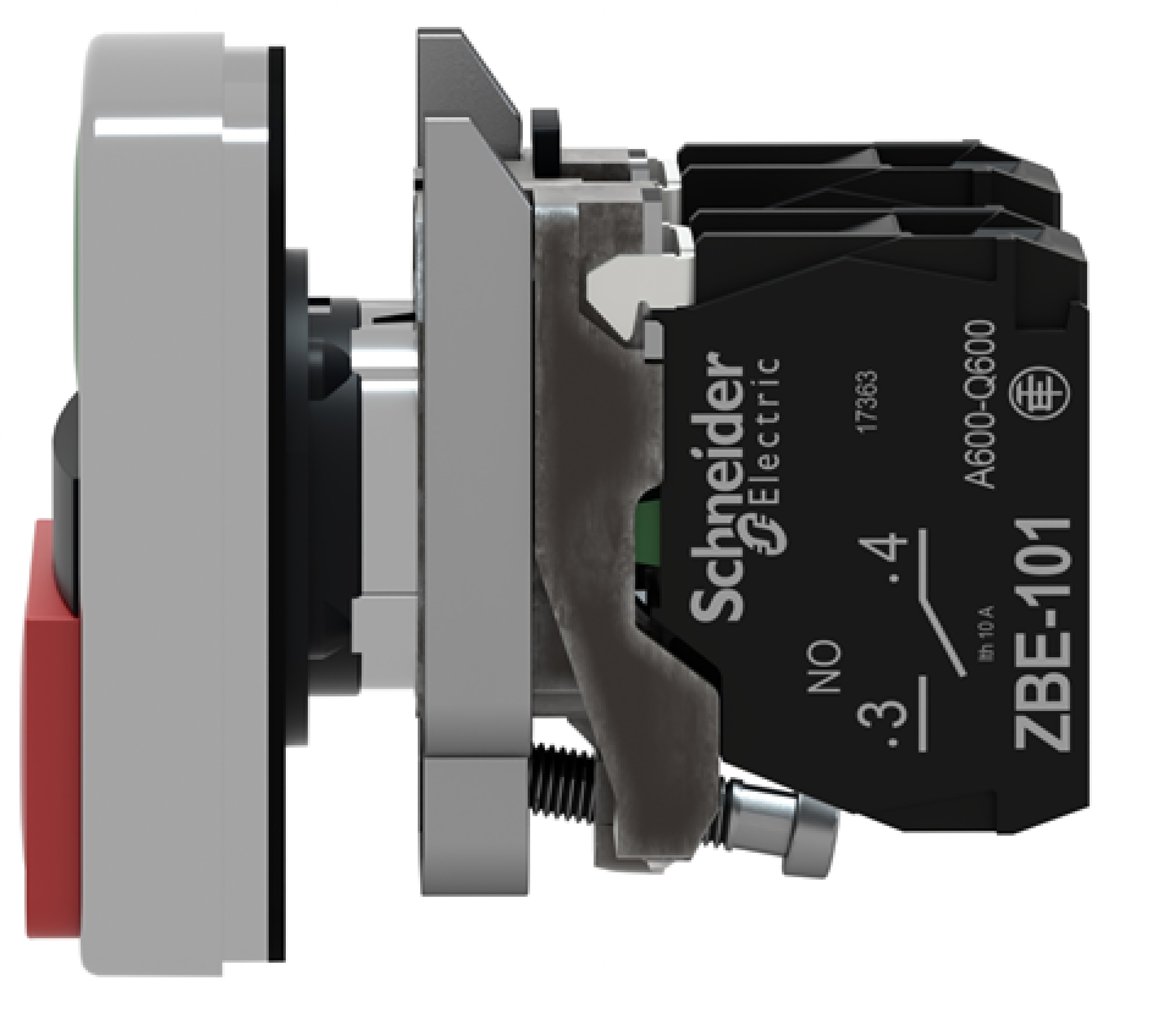 Pulsador de dos accionadores verde+rojo Ø 22mm. retorNA de resorte. 1 NA + 1 NC