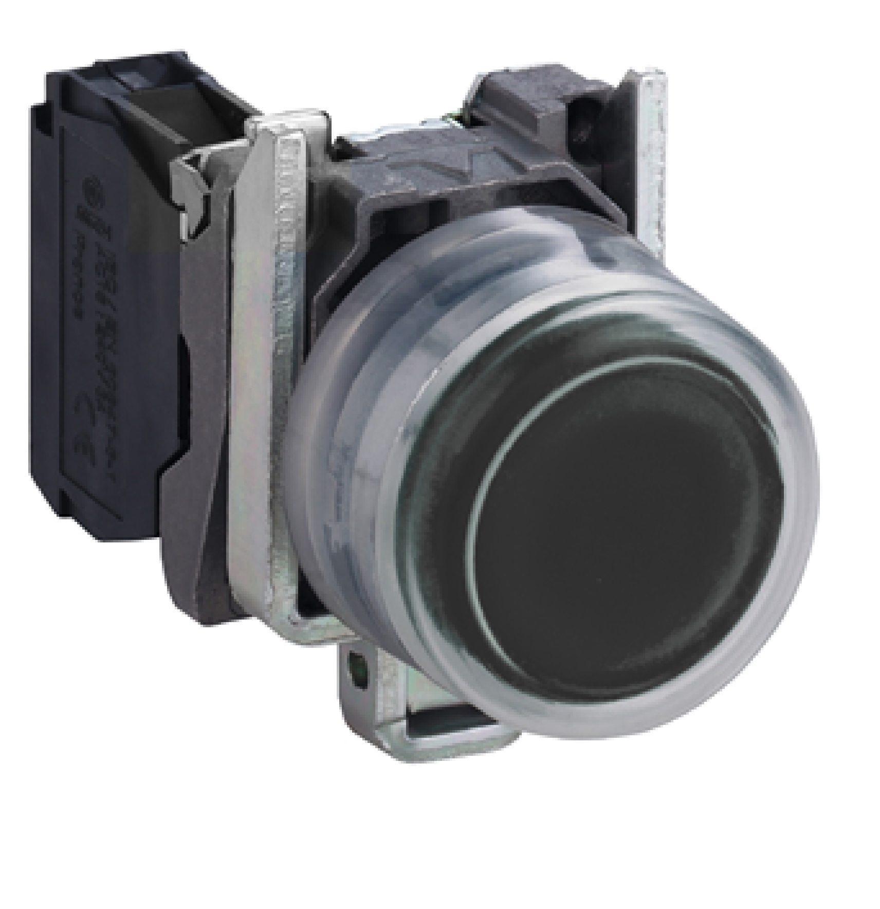 Pulsador negro Ø 22mm. retorno de resorte. 1 NA