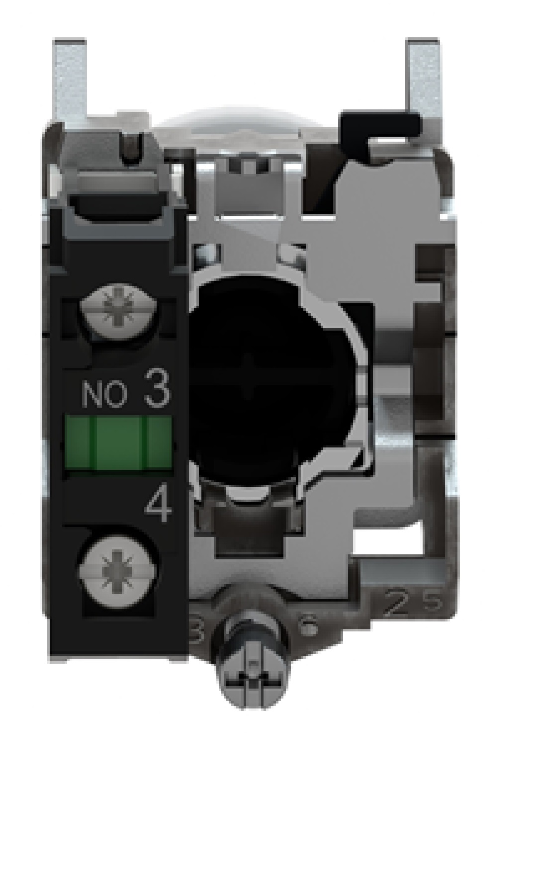 Pulsador negro Ø 22mm. retorno de resorte. 1 NA