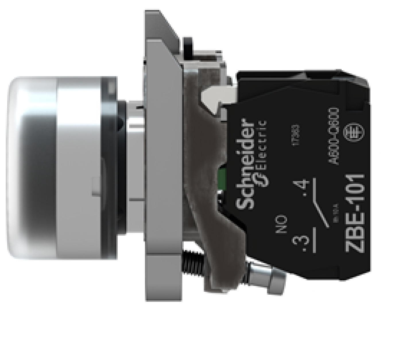 Pulsador negro Ø 22mm. retorno de resorte. 1 NA