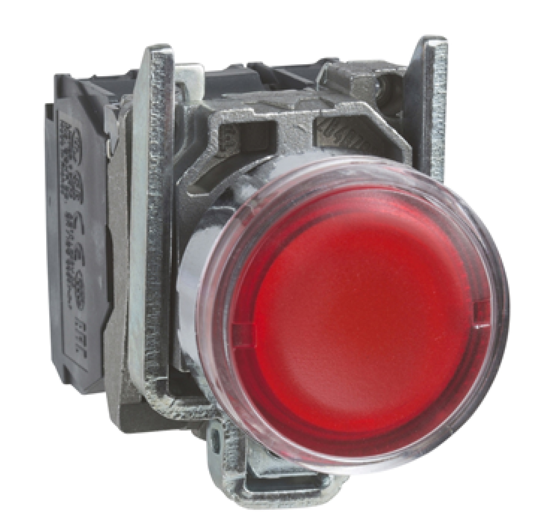 Pulsador lumiNAso rojo Ø 22mm. retorNA de resorte nivelado. 250 V. 1 NA + 1 NC