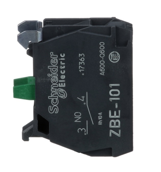 Bloque de contacto para botón de control. pulsador. Ø 22mm. 6A. 120Vac. 1NA