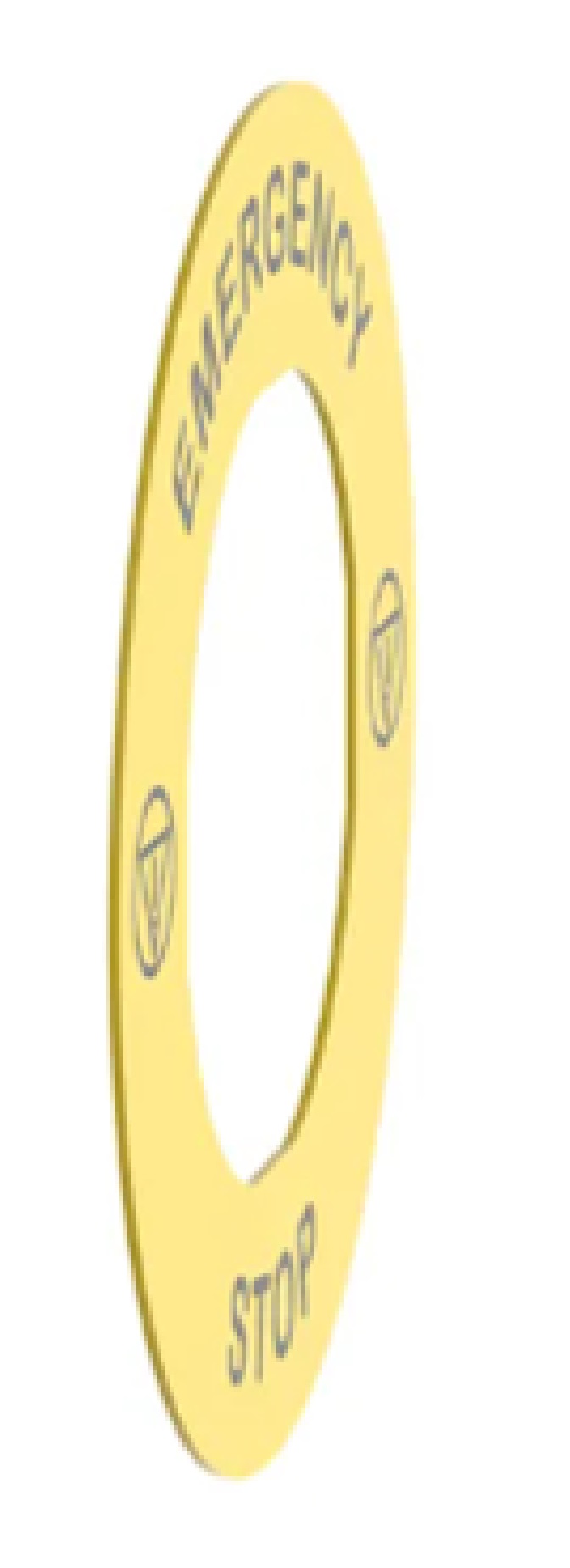 Leyenda marcada Ø 60 para parada emergencia - EMERGENCY STOP/logotipo ISO 13850